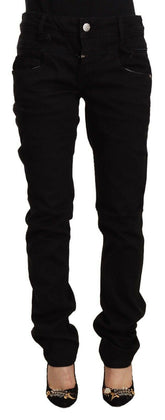 Acht Black Low Waist Cotton Stretch Denim Skinny Jeans -   -  Acht.